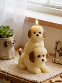 1pc 3D Stackable Teddy Dog Silicone Mold - Soft Pink Reusable Easy Demold For Candle/Resin/Gypsum/Cement Candle Mold Home/Desk Decor Handmade Gift Craft Enthusiast