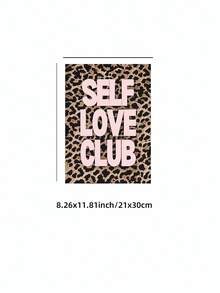 1pc Frameless Pink Color Scheme Art Print - Leopard Print & Self-Love Quote Poster, Girly Aesthetic Wall Decor For Bedroom Dorm Home Office, Modern Pink Leopard Decor & Best Gift Choice - Multicolor - View 12