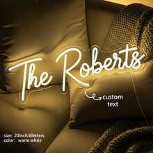 Anpassad neonskylt, lämplig för rumsdekor, bröllopsdekor, storlek 5 tum - 35 tum, batteridriven (ingen kontakt) eller USB-driven, personlig LED-neonskylt, alla hjärtans dag-present, bröllopsbakgrundsdekor, sovrumsdekor neonljus - Neonskylt för bröllop stor storlek 2 - Visa 3