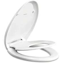 WSSROGY - Asiento de inodoro alargado con asiento de entrenamiento para ir baño integrado, asiento magnético y cubierta, cierre lento, se adapta tanto a adultos como a niños, plástico, blanco(default) - Multicolor - Ver 2