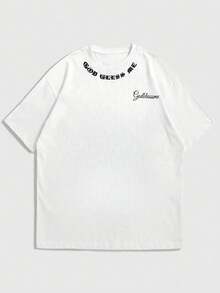 Zrgoth Men's Casual Street Minimalist English Slogan Printed Short Sleeve T-Shirt - White - View 4