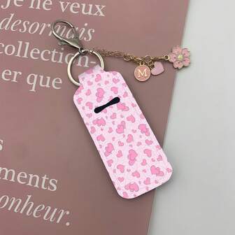 Lipstick Holder Keychain Holder With Letter Pendant, Multi-Functional Lipstick Keychain Case, Clip-On Lipstick Holder, Women's Bag Accessory, Practical Gift, Clip-On Lipstick Case, Stretch Lipstick Keychain Holder