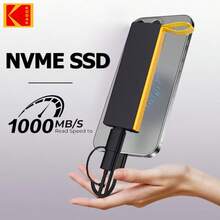Kodak 柯达便携式M.2 NVMe固态硬盘 1TB 1.8英寸外置USB-C硬盘 512GB高速USB3.2 Type-C二合一硬盘 256GB PSSD 适用于PC - 黑色 - 查看 1