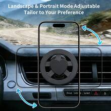 360° Rotatable ABS Car Phone Holder | Universal Air Vent Dashboard Navigation Bracket | Integrated Stable Anti-Shake Holder | Fashionable Black Design | Suitable For Most Vehicles - A - View 3