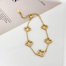 1件时尚简约优雅不锈钢个性化手链，不褪色，高品质，适合女性日常佩戴，送给朋友、女朋友的礼物 - 四葉草手鍊 - 查看 2