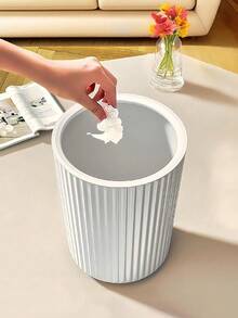 Plastic Trash Can Waterproof Striped Trash Bin For Storing Fruit Peel And Paper Scraps Stain Resistant Waste Basket Durable Garbage Storage Bucket For Women Men For Offices Dorm Bedrooms Kitchens Bathrooms And Living Rooms Waste Container Bathroom Kitchen Accessory Home Decor Essentials Room Decor - Multicolor - View 5