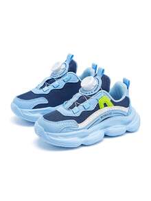 Teenagers' Fashion Breathable Mesh Casual Sports Shoes, Hook And Loop Running Sneakers For Students - Blue - View 8