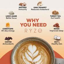 Mushroom Coffee USDA Organic With 6 Adaptogenic Mushrooms And MCT Oil, USA Grown Instant Coffee For Better Energy, Focus, Digestion, Immunity With Turkey Tail, Shiitake, Lion's Mane, 30 Servings - 一袋 - 查看 2