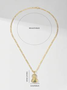 1pc Classic European Style Copper Inlaid Zirconia Jesus Priest Guardian Light Limited Edition Pendant Necklace, Suitable For Christmas/Thanksgiving/Halloween/Mother's Day/Valentine's Day Gifts For Couples/Friends/Believers, Catholic First Communion, Gifts, Daily And Holiday Wear For Prayer