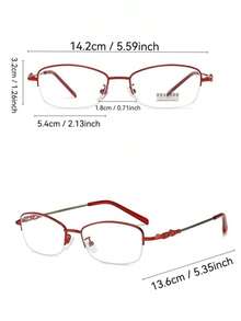 1副金属记忆钛合金半框眼镜，男女通用时尚个性艺术平框眼镜 - 玫瑰紅 - 查看 4