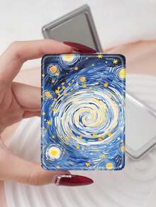 1 Stück Vintage Ölgemälde Stil Van Gogh Serie tragbarer Kospiegel, faltbar leicht kompakt praktisch Handhandspiegel, strapazierfähiges PU-Ledertasche, vielseitig für alle, rechteckiger Taschenspiegel mit Vintage Ölgemälde Elementen Design, zarte Faltstruktur, kratzfest und zuverlässig, leicht mitzunehmen, 180° doppelseitiger Klappspiegel, multifunktional - Verschiedenfarbig - Übersicht 11