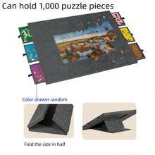 1000片倾斜拼图板，带二合一拼图支架和盖子，轻便拼图板，带6个抽屉，便携式毛毡拼图桌，适合成人 - 深灰色 - 深灰色 - 查看 6