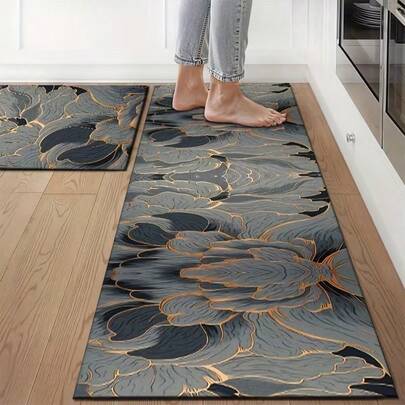 1 Stück Küchenmatte im Goldton-Stil, Fußmatte, kleiner Teppich, Willkommens-Matte, Teppich, Bodenbelag, Außen-Fußmatte, Küchen-Teppich, Heimdekoration, Vordertür-Matte, kleiner Bereichsteppich, Außen-Matte, Heimdekoration, Bereichsteppich, Garten-Teppich, waschbarer Teppich