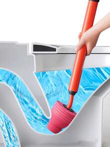1个马桶搋子，压力吹气式管道疏通工具，高压气泵，适用于疏通堵塞的马桶、浴室水槽，多功能管道疏通工具 - 彩色 - 查看 7