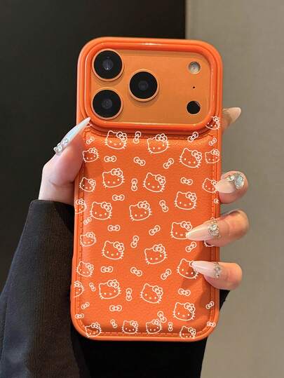 Sanrio Cute Girl Pink Line Hello Kitty Bow Phone Case - Compatible With IPhone 17/17 Air/17 Pro/17 Pro Max, 16/16 Plus/16 Pro/16 Pro Max, 15/15 Plus/15 Pro/15 Pro Max, 14/14 Plus/14 Pro/14 Pro Max, 13/13 Pro/13 Pro Max, 12/12 Pro/12 Pro Max, 11/11 Pro Max, Dustproof, Popular Bubble Leather Texture Anti-Fall Protective Cover