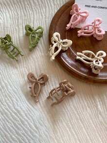 2/4pcs Cute Metal Bowknot Hairclips Suitable For Side Bangs & Flyaway Hair - Pink - View 4