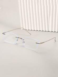 1 Pair Retro Frameless Metal Business Fashion Men's Clear Lens Glasses - Multicolor - View 11