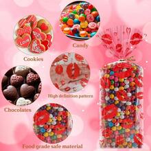 Valentines Bags - 120 PCS Heart Kiss Cellophane Candy Treat Goodie Bags Snack Cookie Stocking Stuffers Basket - Valentines Day Birthday Party Favors Decorations Supplies Decor - 粉紅色 - 查看 6