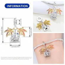 CYMYSS 1pc Fairy Tale Inspired Silver-Tone Plated Cubic Zirconia Moon Fairy/Castle/Crystal Ball Pendant, Unisex, Women's Birthday/Holiday Gift