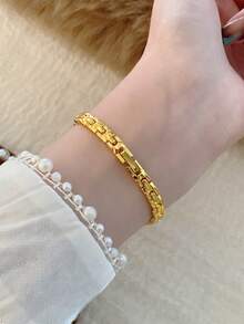 1pc Fashionable Creative Versatile Petite Oval Quartz Watch For Women, Minimalist Oval Dial, Mother Of Pearl Dial/Crystal, Suitable For Daily Wear And Holiday Gifts - 金色 - 查看 6