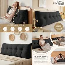 Superior Bronz Headboard Pillow Queen Large Triangular Wedge Headboard Pillow For Reading And Resting Backrest Positioning Support Pillow With Removable Cover Black - Black - View 7