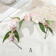 1件新娘人造向日葵花冠头饰，适合婚礼、旅行、拍照