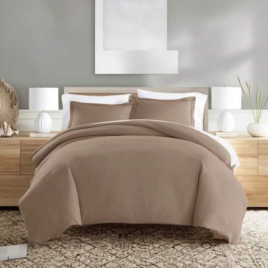 Queen Size Taupe 3-Piece Bedding Duvet Cover Set - Nhiều màu - Xem 1