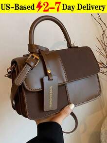 New Stylish Simple Plaid Patchwork Handbag Tote Shoulder Crossbody Bag For Women,Fall Winter Crossbody Bag Small Vintage Plaid Pattern Purse With Top Handle & Adjustable Strap, Mini Phone Bag For Essentials, Black And Brown Tartan Handbag,[US Local Warehouse] Secret Santa Gifts For Women,Travel Essentials,School Supplies,The Best Gift Choice, Birthday Gift, Valentine's Day - Multicolor - View 2