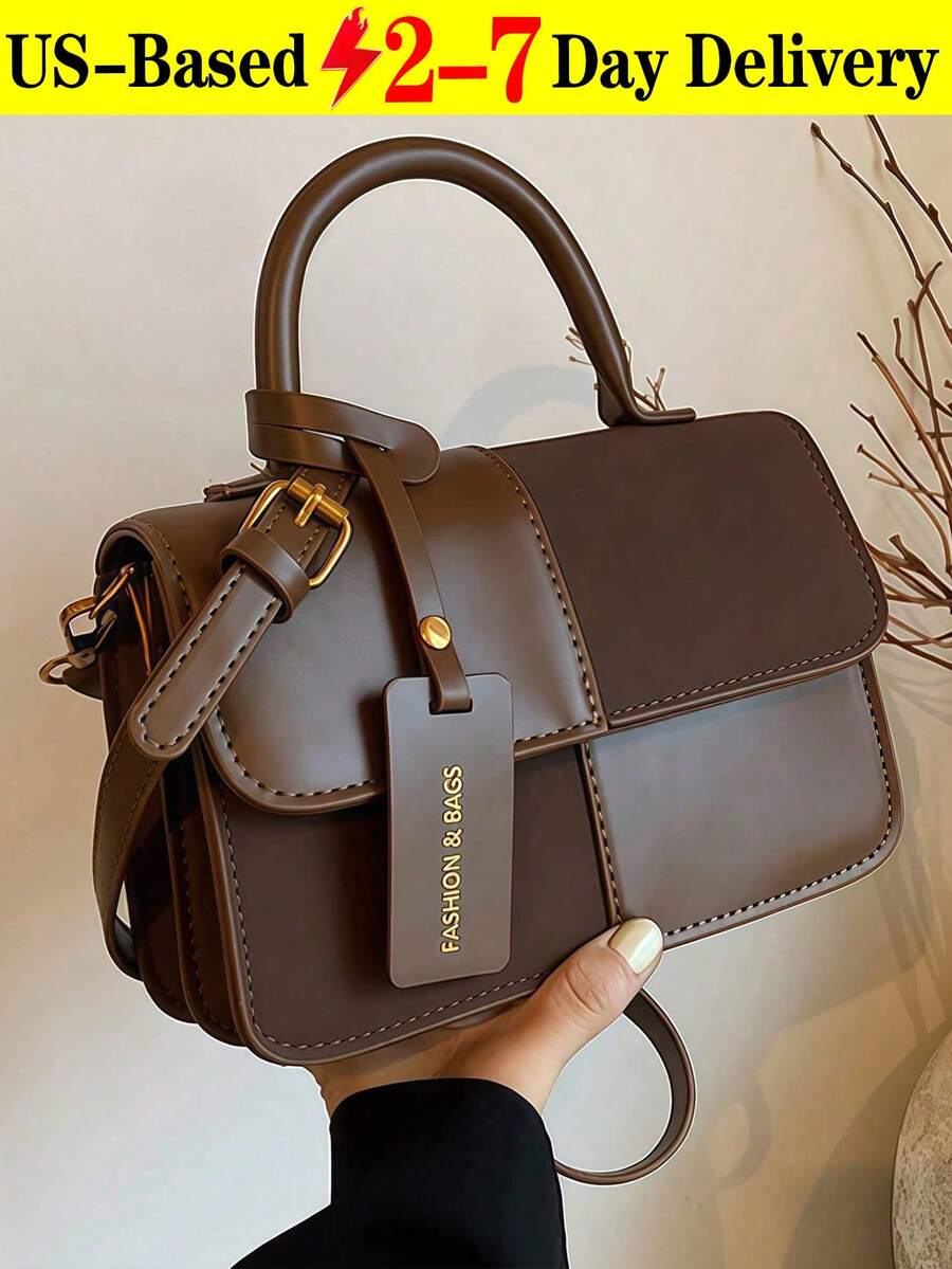 New Stylish Simple Plaid Patchwork Handbag Tote Shoulder Crossbody Bag For Women,Fall Winter Crossbody Bag Small Vintage Plaid Pattern Purse With Top Handle & Adjustable Strap, Mini Phone Bag For Essentials, Black And Brown Tartan Handbag,[US Local Warehouse] Secret Santa Gifts For Women,Travel Essentials,School Supplies,The Best Gift Choice, Birthday Gift, Valentine's Day