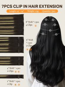 Bộ 7 lọn tóc nối kẹp DOORES 100% tóc thật, dài 14-24 inch, nặng 115g, tóc nối Remy chất lượng cao với đường may thẳng và dày mượt, tạo độ phồng tự nhiên và mềm mại, tóc nối dài cho người tóc mỏng, phù hợp cho cả nam và nữ, mùa đông, Giáng sinh, hóa trang/đi học/hẹn hò. - S1B/19/1B - Xem 5