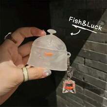 1PC Creative 3D Goldfish Bag With Pendant Silicone Apple Bluetooth Earphone Case Compatible With Apple 1/2/Pro/3/Pro2/4 Generations Shockproof, Protective, Dustproof, FashionableValentine's Day Gift For Her QY2W - 可愛透明魚形耳機盒 - 查看 4