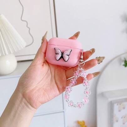 Cartoon Butterfly Hanging Chain Bluetooth Earphone Protective Case Compatible With Apple