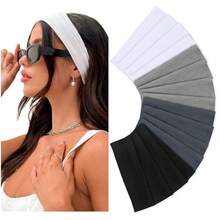 16 Fasce elastiche antiscivolo in morbido tessuto per donna - Accessori per capelli per yoga, corsa, sport nei colori nero, marrone, beige. Fasce larghe in tessuto casual ed eleganti per donna - multicolore - Visualizzare 7