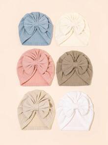 Set de 6 piezas de diademas con moño y gorros para bebé recién nacido, gorros de bebé, accesorios de temporada para bebés - Multicolor - Ver 11