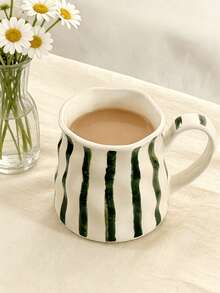 1pc Ins-Style Striped Ceramic Mug, Dishwasher & Reusable, 400ml Coffee Cup, Suitable For Living Room/Bedroom/Office, Ideal Gift For Family, Friends, Couples, Couple, Children, Suitable For Holidays Like Valentine's Day, Spring Festival, Father's Day, Mother's Day, Teacher's Day, New Year, Qixi Festival, National Day, Children's Day, Women's Day - Multicolor - View 7