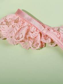 Bộ 2 món đồ lót nữ gợi cảm, ngọt ngào, màu hồng chấm bi, ren buộc dây, có đệm ngực và quần lọt khe. - Hồng - Xem 11