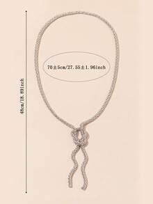 Minimalist Y Lariat Necklace - Silver - View 3