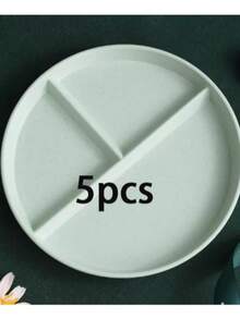 10个/5个/1个套装圆形分隔盘微波炉食品盘水果沙拉托盘厨房，节日，婚礼，生日派对餐具；家庭聚会自助餐盘，派对用品 - 彩色 - 查看 16