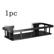 1/2/3pcs Black Wall-Mounted Shower Caddy Set, No-Drill Hanging Storage Rack, Space-Saving Organizer For Shampoo, Conditioner And More, Modern Bathroom Storage Solution, Minimalist Easy Install - Multicolor - View 15