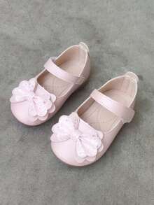 1 Pair Toddler Girls' Cute Princess Leather Shoes, Infant Baby Non-Slip Soft Bottom Walking Shoes, Versatile Children Flat Mary Jane Shoes, Hook And Loop Easy On/Off, Suitable For Spring, Summer, Autumn - Pink - View 4