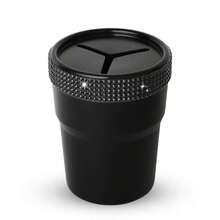 1pc Car Black & Silver Diamond Coin Box, Car Specific Coin Storage Box, Rhinestone Decor Creative Car Interior Storage Box, Practical Car Coin Organizer, Exquisite Car Interior Decoration, Portable & Practical - 1pc Diamond-encrusted Car Coin Holder - View 9