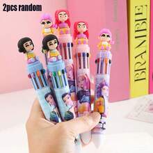 1/2/3/4/5pcs KPOP New Witch Hunting Girl Group 10 Color Ballpoint Pens, 3D Soft Silicone Shaped Push-Type Neutral Pens, Creative Stationery For Journaling, Back To School Supplies - Multicolor - View 9