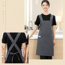 Unisex Chef Apron With Large Pockets, Criss-Cross Strap Design, Waterproof And Splash-Proof, Extra Wide Straps [Dark Grey] - Dark Grey - View 4