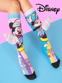 Cute 3D Disney Children's Angel Wings Mickey Knee-High Socks, Fashionable Children's High Sock Party, High-Quality Gifts, School Is Back In Session, Fun And Fashionable Disney Little Fan Disney Cartoon 3D Stereoscopic Socks - Multicolor - View 3