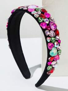 1 pieza Diadema retro de terciopelo de unicolor con banda ancha, decorada con gema en forma de corazón lujosa y dulce, accesorio esencial para el Día de San Valentín, adecuado para citas festivas, diadema, aro para el cabello, regalo de accesorios para el Día de San Valentín - Multicolor - Ver 19