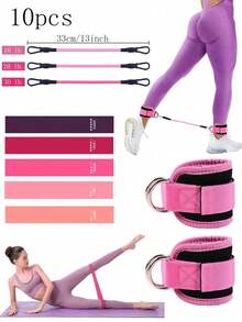 1条/2条/10条/5条装脚踝阻力带，带绑带，腿部和臀部锻炼阻力带，带弹力带，脚踝阻力带配件，送给男友/女友、父母、朋友、同事、旅行者、居家办公人士的礼物，情人节、圣诞节礼物 - 單一尺寸 - 查看 12