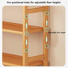 Senmeo 3-Tier Decorative Bamboo Shelving Unit, Sturdy Standing Storage Shelf, Space-Saving Organizer For Kitchen/Bathroom/Living Room (Natural) - Wood Color - View 9