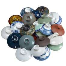Tapa deón, taza deé, accesorios de tapa única, porcelana blanca, tapa deón de flores azules y blancas, accesorios de juego deé Sancai Gaiwan - Diámetro 8,3 cm - Ver 5