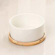 Ceramic Dog/Cat Bowl With Wooden Stand, Medium Pet Food & Water Bowl, Anti-Spill, Suitable For Whiskers, Dishwasher - 500ml - View 24