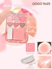 GOGO TALES 甜心腮红眼影盘，哑光和珠光质地，高显色度，持久不脱妆，附赠DIY贴纸，奶油粉、糖棕和大地色系，腮红高光二合一彩妆盘，适合学生和化妆新手，GOGOTALES - #G01 Bubbly Milk - 查看 6